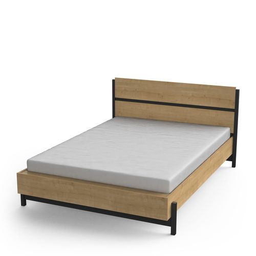 Lit 140x190 cm CLEMENT imitation chêne et noir