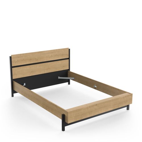 Lit 140x190 cm CLEMENT imitation chêne et noir