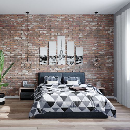 Chevet COLO 1 tiroir et 1 niche imitation chêne et noir