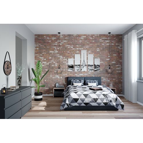 Chevet COLO 1 tiroir et 1 niche imitation chêne et noir