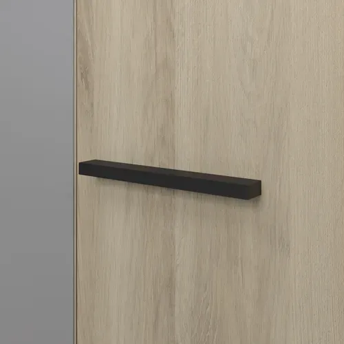 Armoire 4 portes avec miroir L. 200 cm COLO imitation chêne et noir