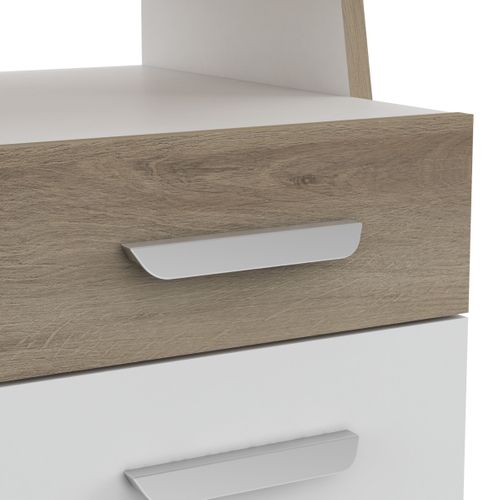 Bureau avec rangements BRUNO imitation chêne et blanc vue détaillée