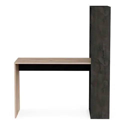 Bureau avec bibliothèque EASE imitation chêne et noir vue de face