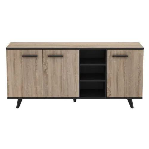 Buffet L.160 cm WAYNE Imitation chêne et noir vue de face