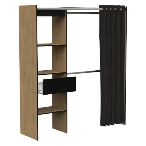 Kit dressing extensible L. 114-168 cm MOKA imitation chêne et noir vue de profil
