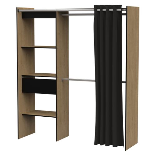 Kit dressing extensible L. 114-168 cm MOKA imitation chêne et noir vue 3/4
