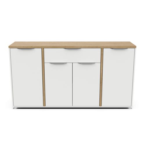 Buffet 160cm AXELLE imitation chêne/ blanc vue de face