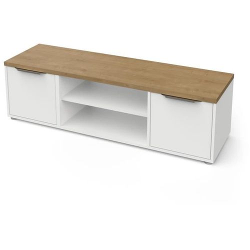 Meuble TV AXELLE imitation chêne/ blanc