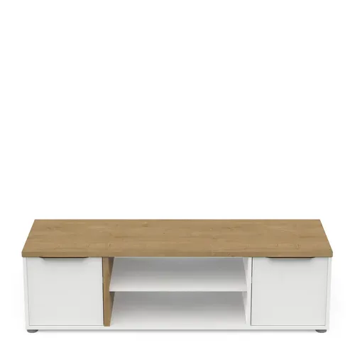 Meuble TV AXELLE imitation chêne/ blanc