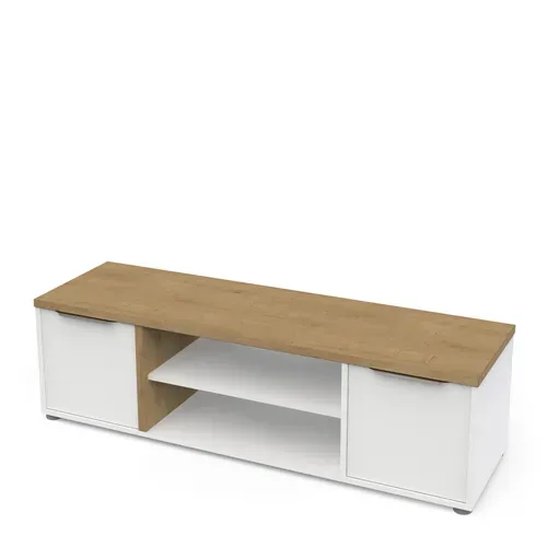 Meuble TV AXELLE imitation chêne/ blanc
