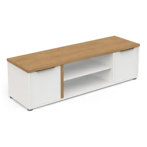 Meuble TV AXELLE imitation chêne/ blanc