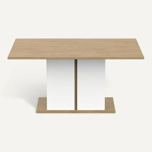 Table de séjour 160cm AXELLE imitation chêne/ blanc vue de face