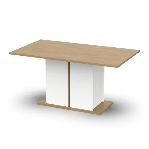 Table de séjour 160cm AXELLE imitation chêne/ blanc vue de profil