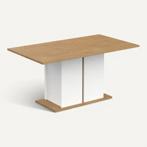 Table de séjour 160cm AXELLE imitation chêne/ blanc vue 3/4