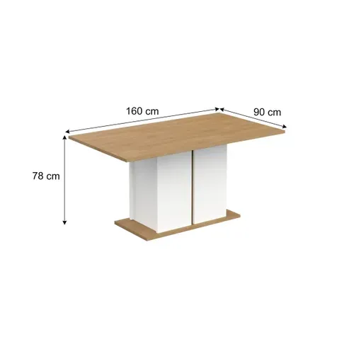 Table de séjour 160cm AXELLE imitation chêne/ blanc