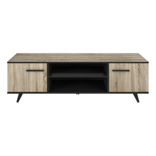 Meuble TV WAYNE Imitation chêne et noir vue de face