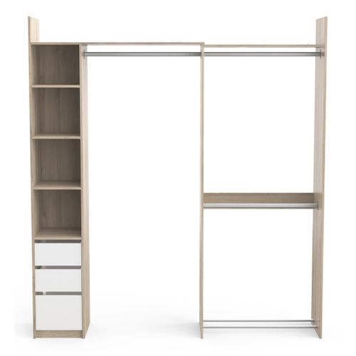 Kit dressing modulable L. 200 SYLVAIN imitation chêne et blanc vue de face