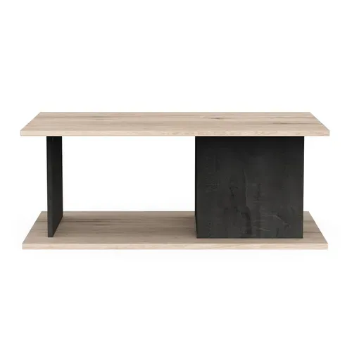 Table basse GAELLE imitation chêne et noir