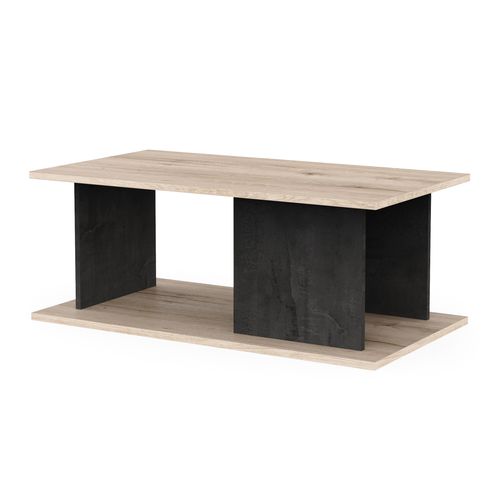 Table basse GAELLE imitation chêne et noir