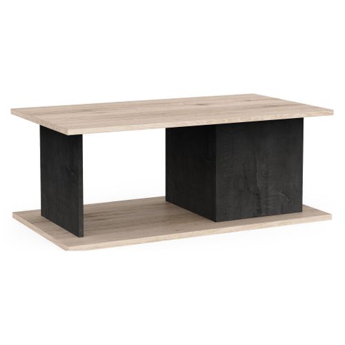 Table basse GAELLE imitation chêne et noir