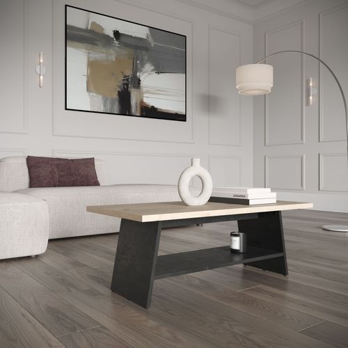 Table basse JACYNTHE imitation chêne et noir