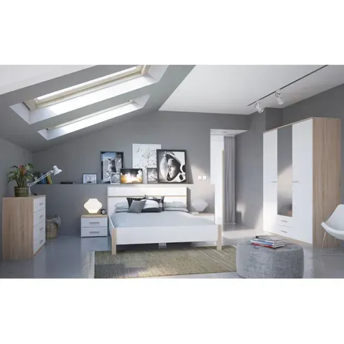 Commode 4 Tiroirs Lena Blanc Et Naturel