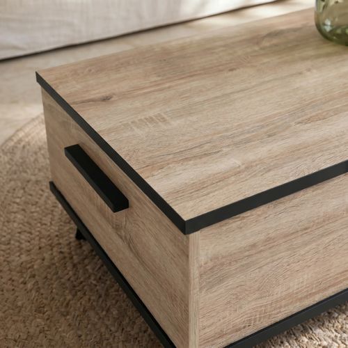 Table basse WAYNE Imitation chêne et noir