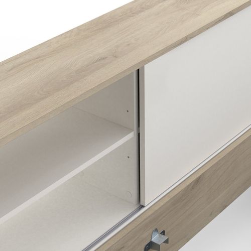 Lit 90x190/200 cm avec rangements ETHAN imitation chêne et blanc