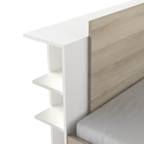 Lit 140x190 cm LISE imitation chêne et blanc vue détaillée