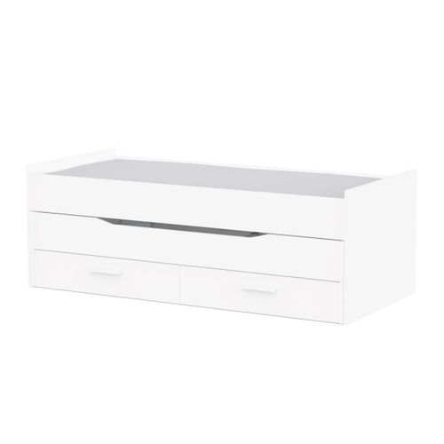 Lit gigogne avec 2 tiroirs TWIST blanc vue de profil