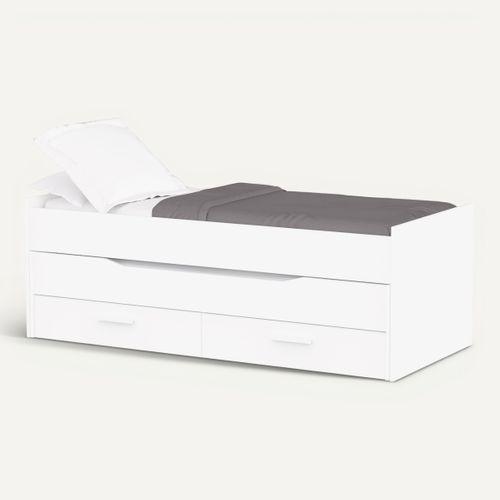 Lit gigogne avec 2 tiroirs TWIST blanc vue 3/4