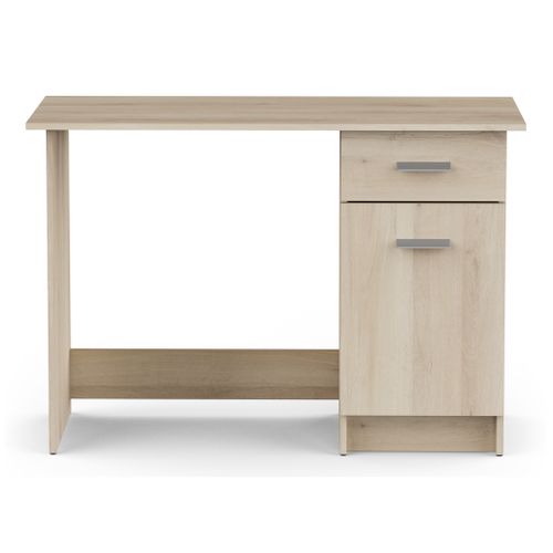 Bureau 1 porte et 1 tiroir GASTON imitation chêne vue de face