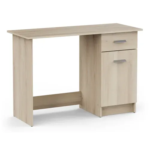Bureau 1 porte et 1 tiroir GASTON imitation chêne vue 3/4