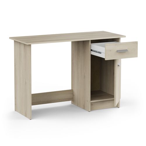 Bureau 1 porte et 1 tiroir GASTON imitation chêne