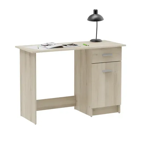 Bureau 1 porte et 1 tiroir GASTON imitation chêne