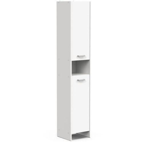 Colonne Lingere De Salle De Bain - Blanc Mat - 2 Portes - L34,2 X P33 X H185 Cm