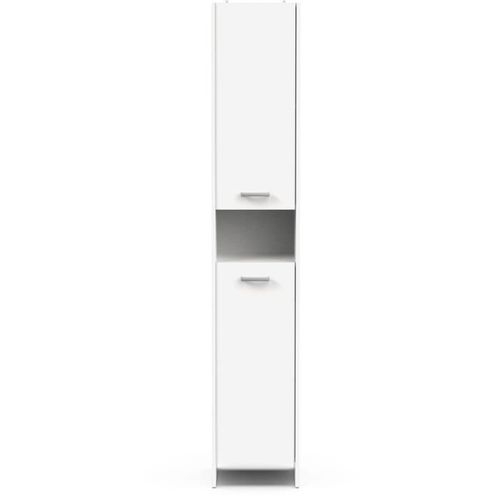 Colonne Lingere De Salle De Bain - Blanc Mat - 2 Portes - L34,2 X P33 X H185 Cm