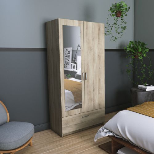 Armoire 2 portes 1 tiroir L.89 cm READY imitation chêne kronberg