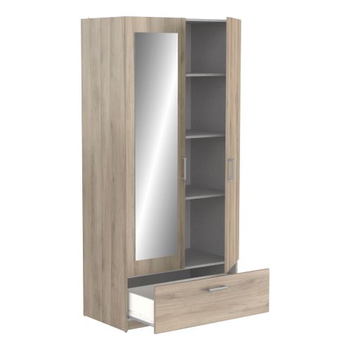 Armoire 2 portes 1 tiroir L.89 cm READY imitation chêne kronberg