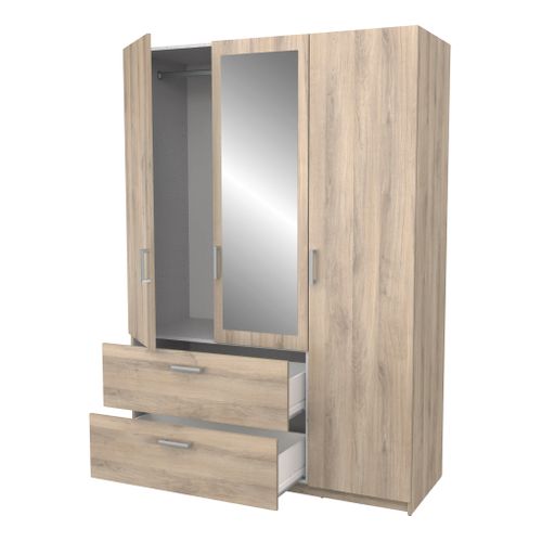 Armoire 3 portes 2 tiroirs L.134 cm READY imitation chêne kronberg