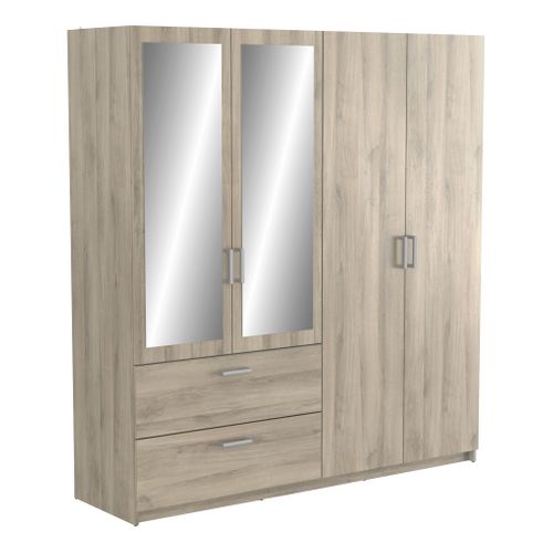 Armoire 4 portes 2 tiroirs L.179 cm READY imitation chêne kronberg