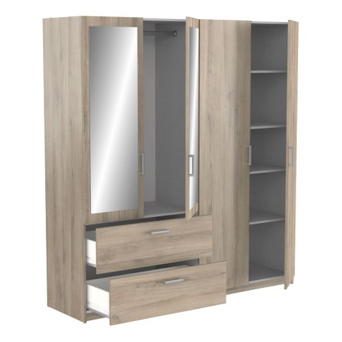 Armoire 4 portes 2 tiroirs L.179 cm READY imitation chêne kronberg