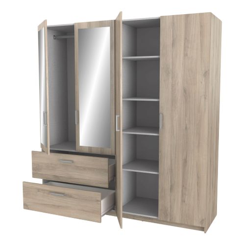 Armoire 4 portes 2 tiroirs L.179 cm READY imitation chêne kronberg