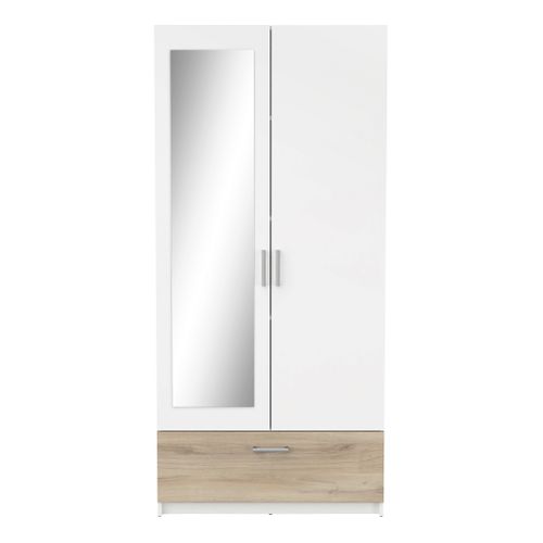 Armoire 2 portes 1 tiroir L.89 cm READY imitation chêne kronberg et blanc