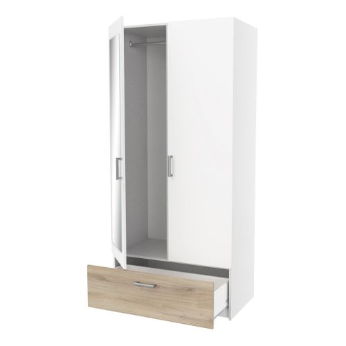 Armoire 2 portes 1 tiroir L.89 cm READY imitation chêne kronberg et blanc