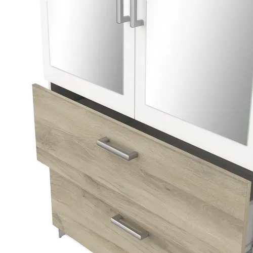 Armoire 4 portes 2 tiroirs L.179 cm READY imitation chêne kronberg et blanc