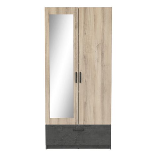 Armoire 2 portes 1 tiroir L.89 cm READY imitation chêne kronberg et ardoise