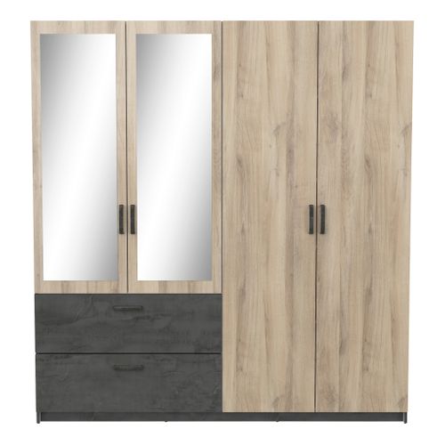Armoire 4 portes 2 tiroirs L.179 cm READY imitation chêne kronberg et ardoise