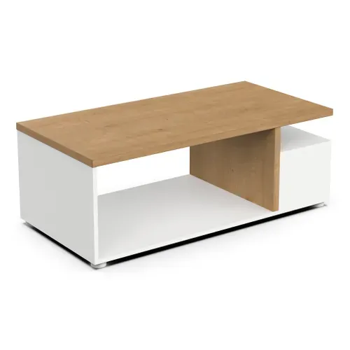 Table basse AXELLE imitation chêne/ blanc vue 3/4