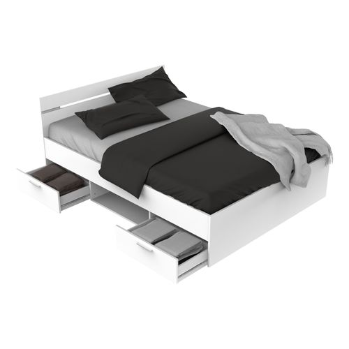 Lit 140x190 cm avec rangments MICHIGAN blanc